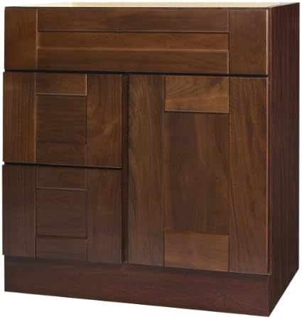 Coastal Collection GEO-3021-DL Georgetown Series Black Walnut with Chestnut Finish Vanity Base with Left Side Drawers, 30-Inch-by-21-Inch