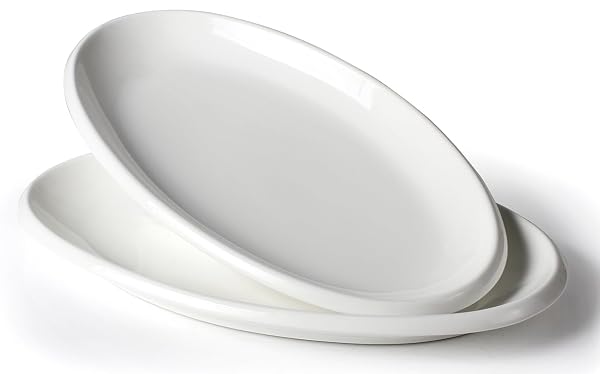 AISBUGUR 16″ LARGE SERVING PLATTERS, WHITE OVAL TURKEY...