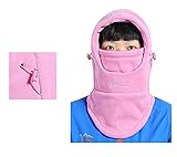 HZTG Children's Winter Windproof Cap Outdoor Sports Mask Warm Face Cover Adjustable Ski Balaclava Hat (Light Pink)
