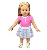HappyBB Baby Doll Clothes Skirt Fits 16-18 inches American Girl Doll - Sun Flower Pattern Red Dress