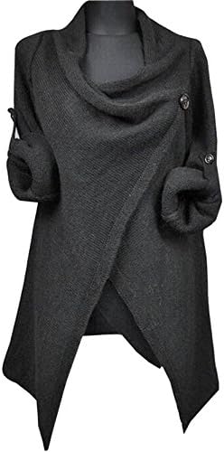 Ovetour Women's Asymmetric Cowl Neck Cardigan Knit Sweater Jaket