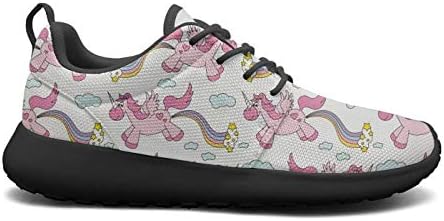 LOKIJM are The Unicorn Facts Real Horse Images Black Gym Shoes for Women Nursing Shock Absorption Running Shoes for Girls