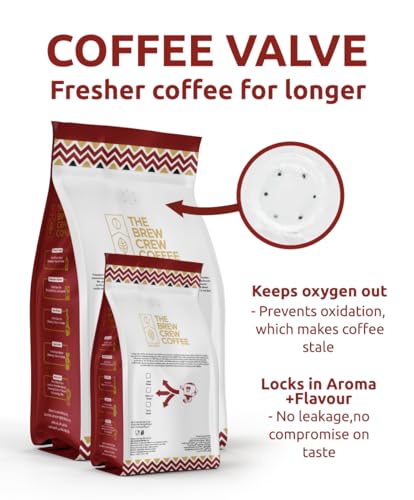 The Brew Crew Coffee – Café Breakfast Blend Coffee Beans, Medium Roast, 100% Arabica, 1KG | Nutty, Chocolate & Hazelnut Notes | Freshness-Lock Aroma Valve