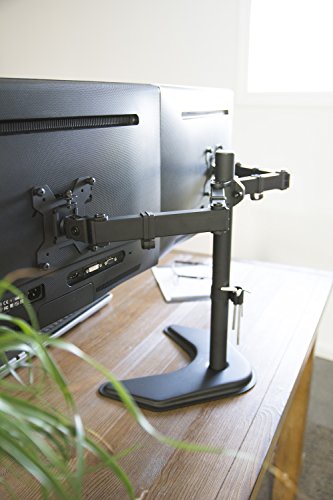 VIVO-Dual-Monitor-Free-Standing-Stand-up-Desk-Mount-Adjustable-Fits-up-to-27-Screens
