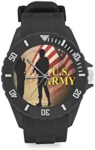 Birthday Gifts Military US Army Soldiers and American Flag Kids' Round Rubber Sport Watch