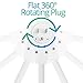 Maximm Cable 3 Feet 14Awg 360° Rotating Flat Plug Extension Cord/Wire, 3 Prong Grounded Wire, Heavy Duty Extension Cord - UL Certified - White