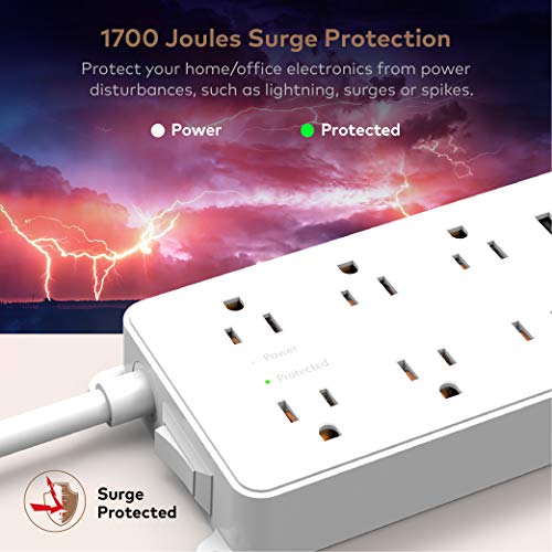 Surge Protector Power Strip USB TROND Wall Mount Power Strip Flat