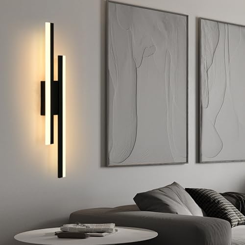 Riserva Wall Light LED Indoor Modern 16 W Warm White 3000 K Black | Wall lamp creative long parallel for living room, corridor, stairs, 40 cm