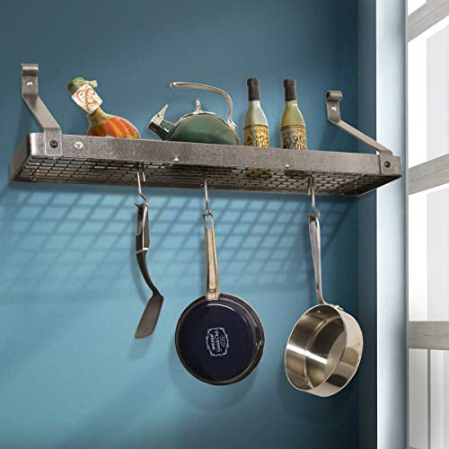 Enclume Premier Bookshelf Wall Pot Rack, Hammered Steel Pricepulse