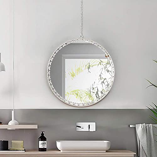 Geloo Decorative Round Wall Mirrors with Hanging Chain 10" Silver