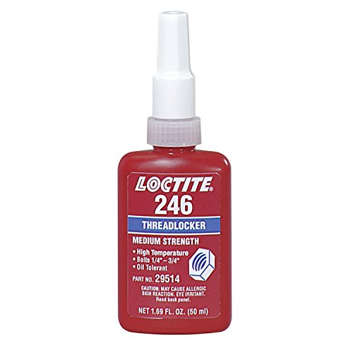 Loctite 29514 Blue 246 High-Temperature/Medium Strength Threadlocker, 450 Degree F Maximum Temperature, 50 mL Bottle