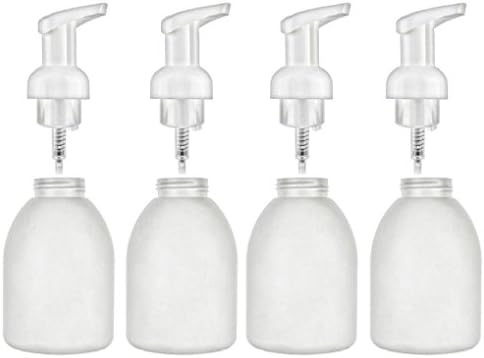 4 White Foaming Pump Refillable 16 Oz Bottle Liquid Soap Bathroom Kitchen Empty