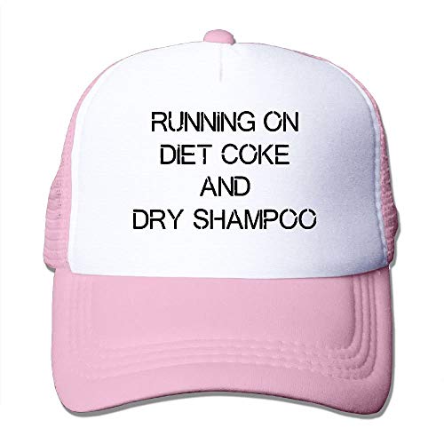 Men/Women Running On Diet Coke and Dry Shampoo Mesh Snapback Hats Adjustable Trucker Hat Pink