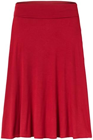 Amie Finery Knee Length Midi Skirt A Line Flared Swing Fold Over Skirt For Women Made In USA Large Tango Red