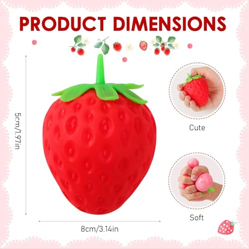 SLEEPHEAD®2pcs Squeezable Fruit Ball Realistic Strawberry Model Squishy Ultra Moldable Slow Rise Party Favor Pressure Release