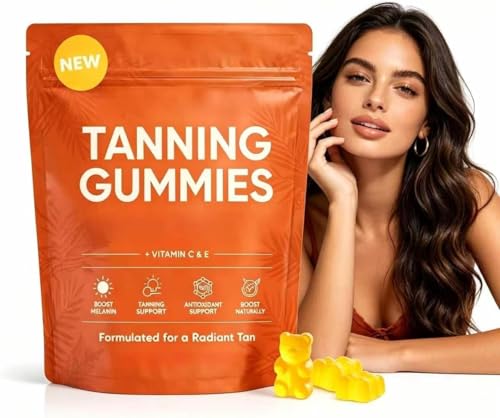 Skin Tanning Gummies, 2026 New Tanning Gummies, Skin Radiance & Hydration for Natural Looking Glow, Bronzing, Sugar Free, 60 Count (1 Pack)