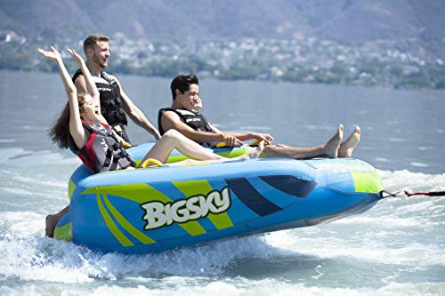 Big Sky Big Glider Towable, Inflatable Water Tube for 4, Boating Tube for Lake, Beach, River, Snow. Watersports Towables has Dual Boston Valve for Quick Inflation, Deflation - 4 Man Toys & Floats
