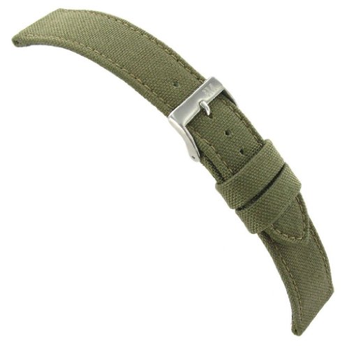 22mm Morellato Padded Stitched Genuine Cordura Canvas Army Green Watch Band