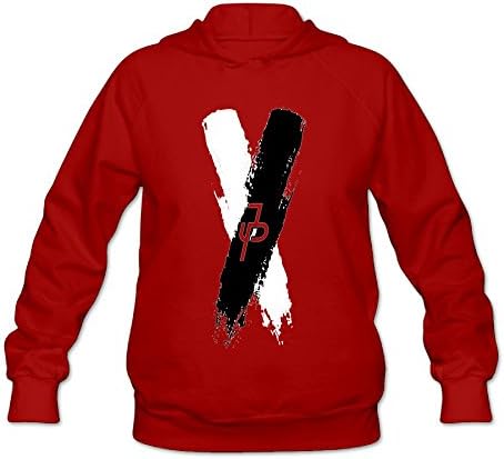 Women's Jake Pual Big X Cotton Hooded Sweatshirt L Red