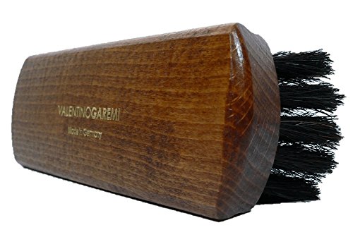 Valentino Garemi Classic Shoe Shine Brush Leather Footwear Polish Horse Hair Made in Germany (Dark Bristles)