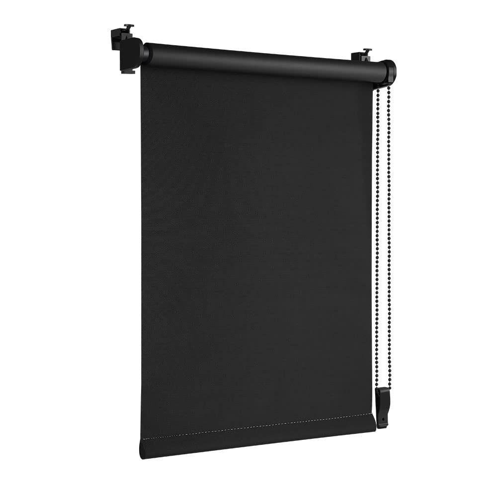 OBdeco Thermal Blackout Blind, No Drilling, Silver Coating, Privacy Screen, Sun Protection, Clamp Fix for Windows