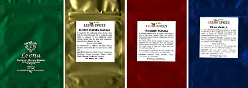 LEENA SPICES - Garam Masala, Butter Chicken Spice, Tandoori Masala Powder Seasoning And Tikka Marinade Blend Rub - 4 Indian Spice Pack