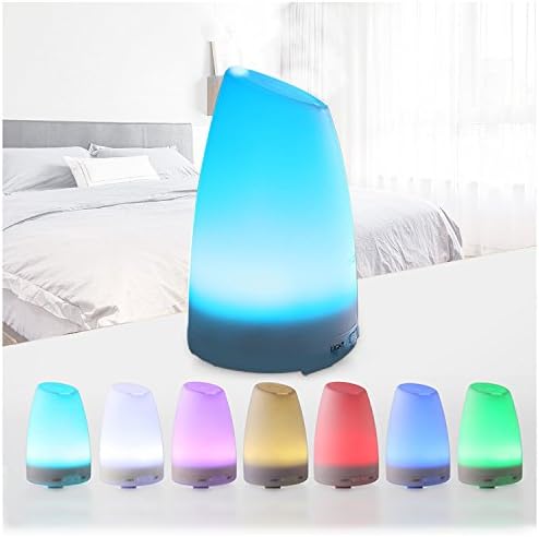 Konliking Portable Ultrasonic Aromatherapy Essential Oil Diffuser with Adjustable Mist Mode Waterless Auto Shut Off and 7 color LED lights