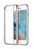 iPhone 7 Case - Silver - Stylish and Slim Fit - Crystal Clear Soft TPU Flexible Back Cover with Electroplating Frame - 4.7 inches