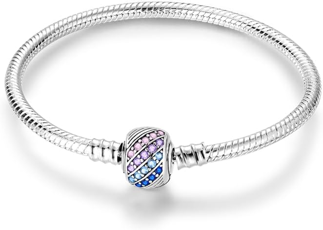 Pulsera para mujer de plata de ley 925, pulseras con cierre de corazón, pulsera de serpiente, pulsera de eslabones para San Valentín, día de la madre, cumpleaños, Navidad, regalo para mujeres