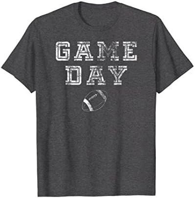 Mens Game Day Football T-Shirt with Distressed for Football Fans Small Dark Heather
