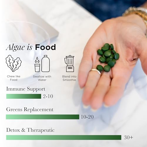 RECOVERYbits - Organic Chlorella Tablets - Plant-Based Algae Superfood - Chlorophyll - Cracked Cell Wall - Energy - Immune System - Detox - Keto - Vegan - Non-GMO - Large Bag - 1000 Tablets