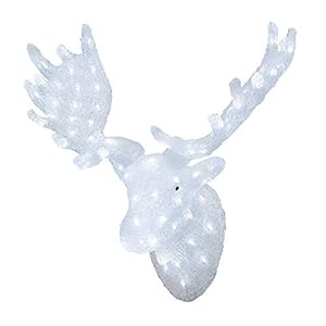 Konstsmide LED acryl elandkop, 88 koudwitte diodes, 24V buitentransformator, witte kabel – 6265-203