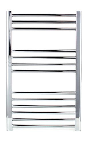 Manissa Milano Chrome Straight Central Heating Towel Rail W500mm x H800mm Flat Central Heating Towel Radiator