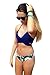 CUPSHE Women's Low Rise Bikini Set Cross Padding Halter Bathing Suit, M Dark Blue