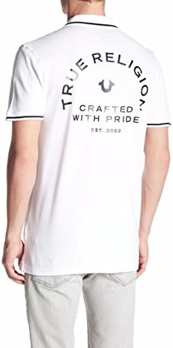 True Religion Men's Crafted with Pride Polo, white with black - Main Image