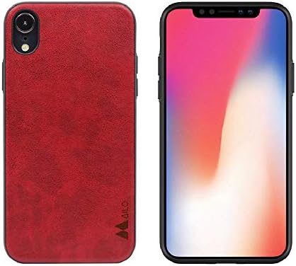 Ailo iPhone XR Case (Red) Apple iPhone XR 2018 6.1" Silicone PU Leather Vegan Leather Durable Flexible Stylish Fashionable Protective Case