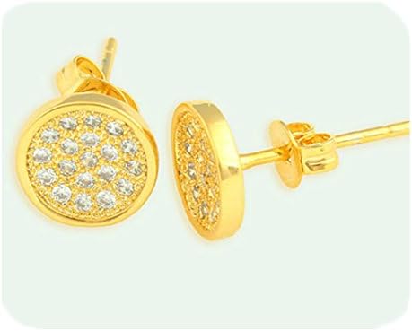 Round Curved 18k gold filled earring with lab simulated diamonds suitable for men/women.