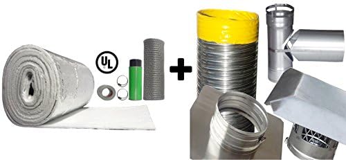 Rockford Chimney Supply Stainless Steel Smooth Wall Chimney Liner Tee Kit, 5 Inch x 25 Feet with Blanket Insulation Kit
