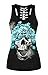 Shele Women's Skull Print Hollow Out T-shirt Crew Neck Plus Size Tank Top