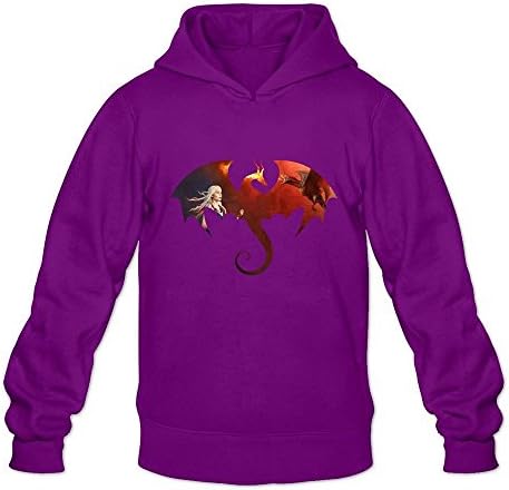 Men's Game Thrones Daenerys Targaryen Dragon Long Sleeve Hoodies Sweatshirt Purple Size S