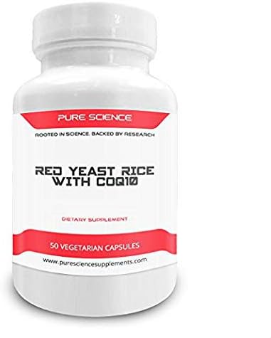 Pure Science Red Yeast Rice 600mg and CoQ10 100mg - Supports Cardiovascular and Immune Health - 50 Vegetarian Capsules