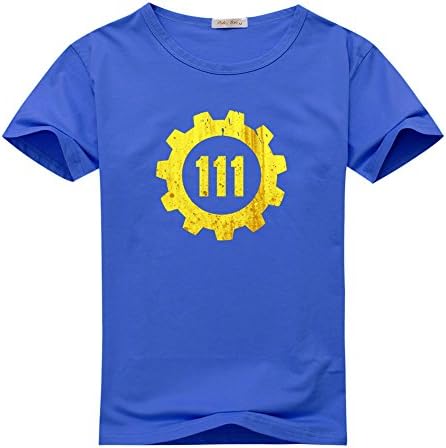 FeibinCh Mens T-shirts Fallout 4 Vault 111 Navy Blue Size XXXL
