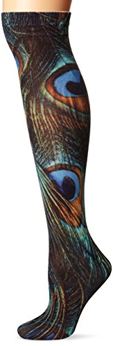 K. Bell Women's 360 Print Photo Real Knee High Socks, Peacock Feathers, Shoe Size: 4-10