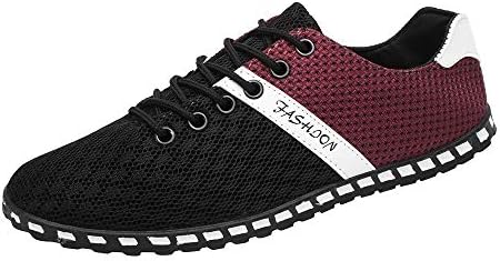 NUWFOR Fashion Men Casual Mesh Comfortable Breathable Sneakers Flat Shoes(Black,7.5 M US Length:9.6")