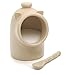 RSVP Stoneware Pig Salt Keeper Including Spoon, Oatmeal