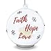 Faith Hope and Love Ornament - Hanging Glass Ball Christmas Ornament with LED Votive Candle and Glitter Inside - Hand Pained Snowflakes - Glass Christmas Ornament