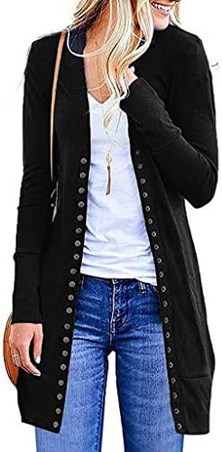 Women's Solid Long-Sleeved Button Cardigan Loose Knit Jacket Coat