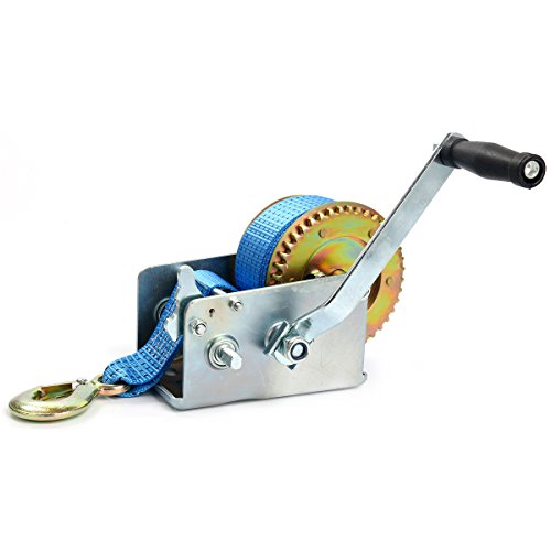 8milelake 2500lbs Hand Winch Hand Crank 2 Gear Strap Gear Winch Polyester Strap ATV Boat Trailer Heavy Duty (2500LBS) - Image 7