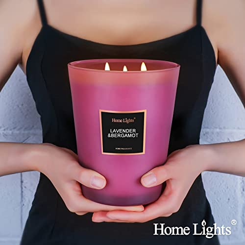 HomeLights Highly Scented Soy Candles Big 33.3 oz for Home. 3 Cotton