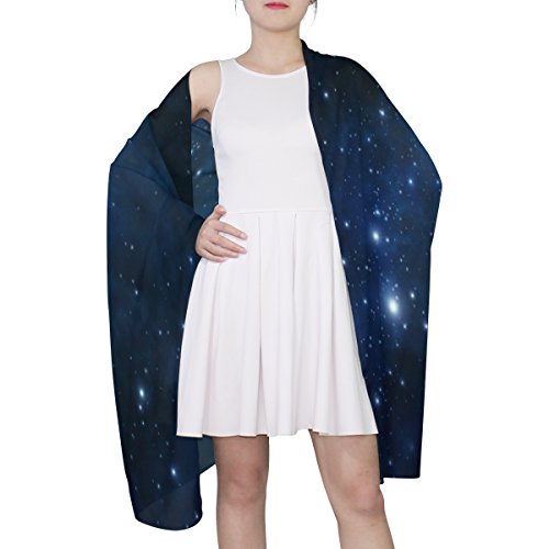 MRMIAN Universe Galaxy Space Starry Night Sky Long Silk Chiffon Scarf Wrap Stole